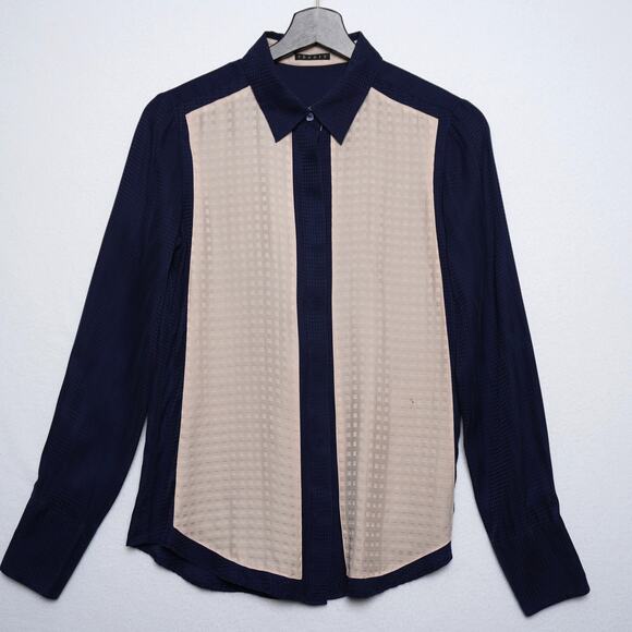Theory Women's Embossed Checked Blouse - Picture 1 of 11